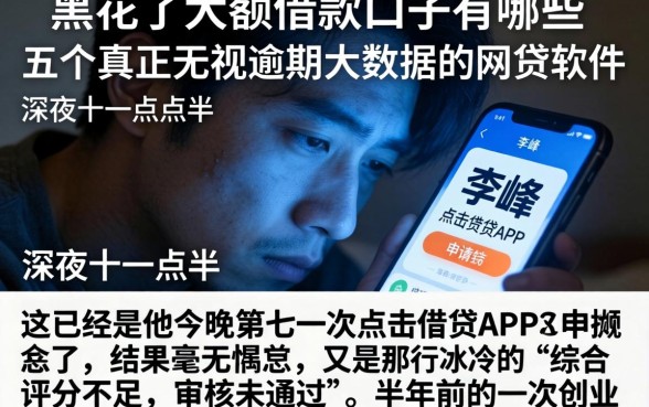 黑花了大额借款口子有哪些，条列五个真正无视逾期大数据的网贷软件