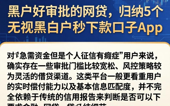 黑户好审批的网贷，归纳5个无视黑白户秒下款口子app