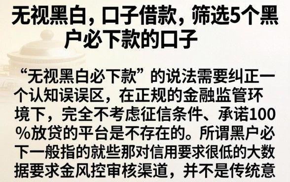 无视黑白的口子借款，筛选5个黑户必下款的口子