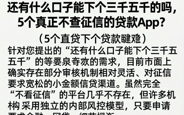 还有什么口子能下个三千五千的吗，详细阐述5个真正不查征信的贷款app