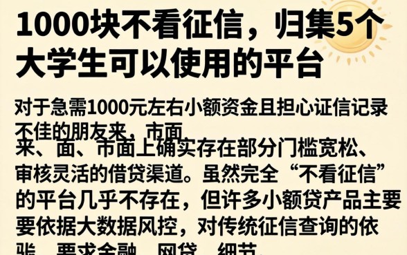 1000块不看征信，归集5个大学生可以使用的平台