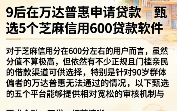 9后在万达普惠申请贷款，甄选5个芝麻信用600贷款软件