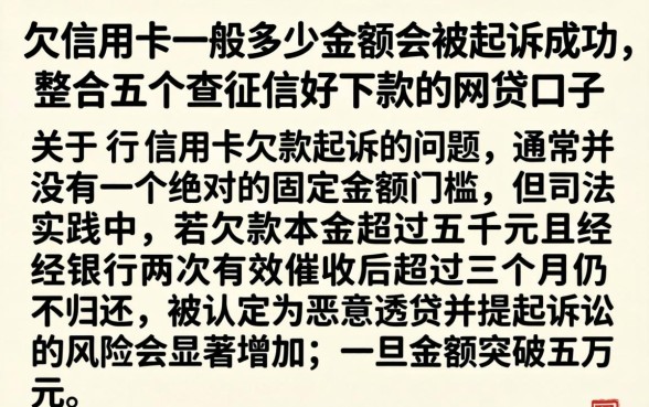 欠信用卡一般多少金额会被起诉成功，整合五个不查征信好下款的网贷口子