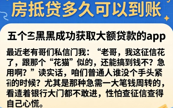房抵贷多久可以到账，归纳五个黑户成功获取大额贷款的app