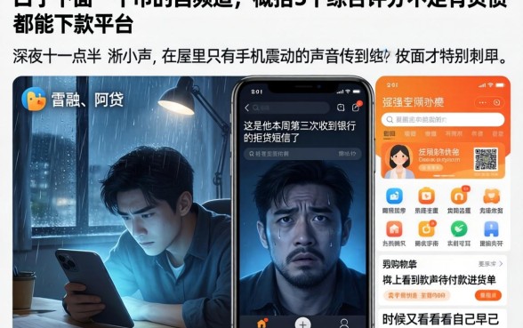 口子下面一个巾的自频道，概括5个综合评分不足有负债都能下款平台