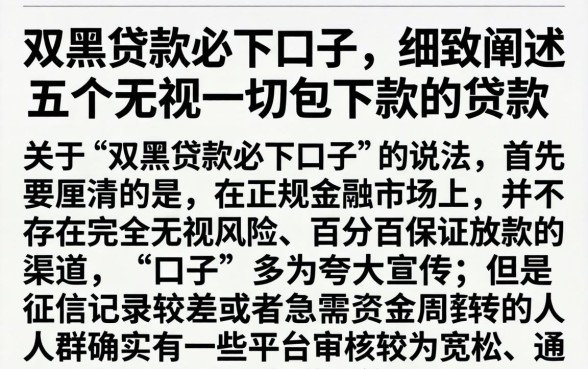 双黑贷款必下口子，细致阐述五个无视一切包下款的贷款