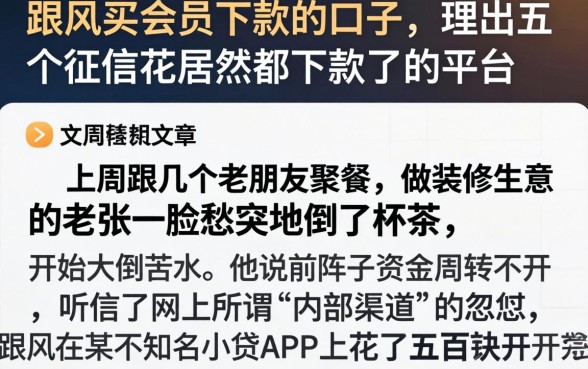 跟风买会员下款的口子，理出五个征信花居然都下款了的平台