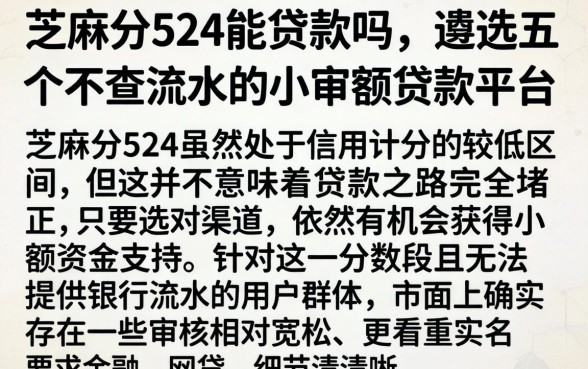 芝麻分524能贷款吗，遴选五个不查流水的小额度贷款平台