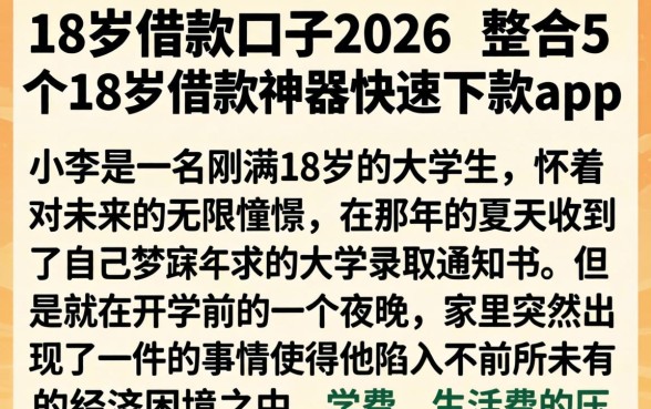 18岁借款口子2026，整合5个18岁借款神器快速下款app