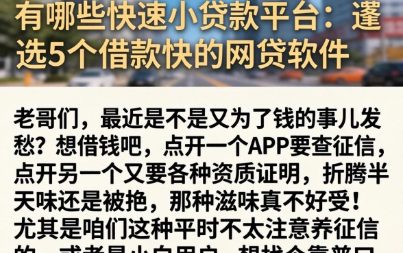 有哪些快速小贷款平台，遴选5个借款快的网贷软件