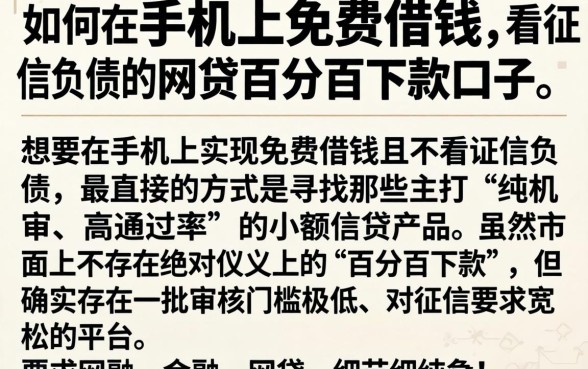 如何在手机上免费借钱，详细阐述五个不看征信负债的网贷百分百下款口子