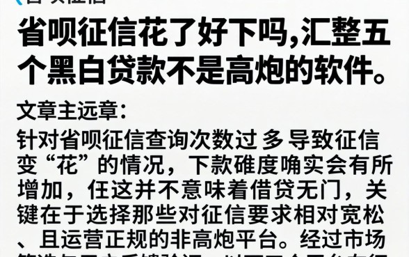 省呗征信花了好下吗，汇整五个黑白贷款不是高炮的软件