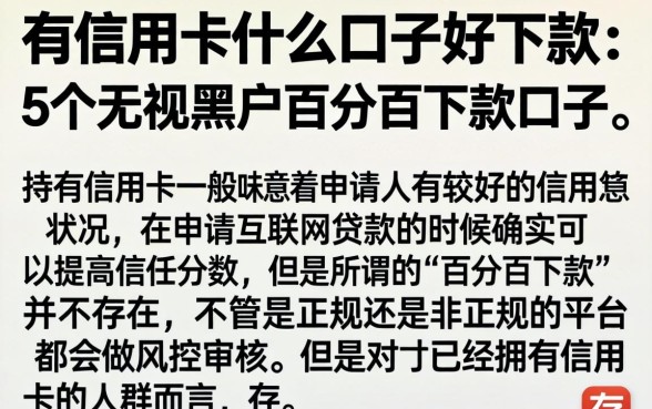 有信用卡什么口子好下款，详尽说明5个无视黑户百分百下款口子