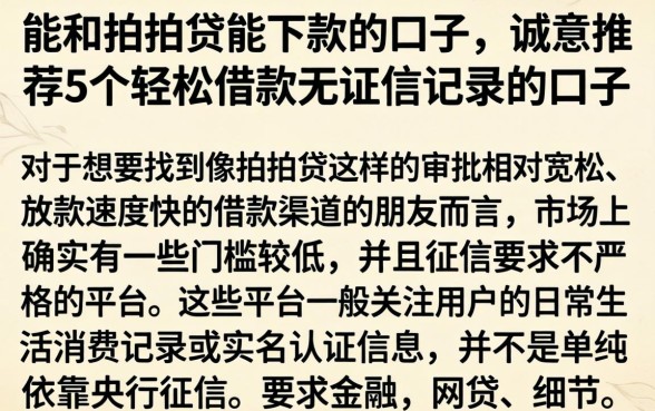 能和拍拍贷能下款的口子，诚意推荐5个轻松借款无征信记录的口子