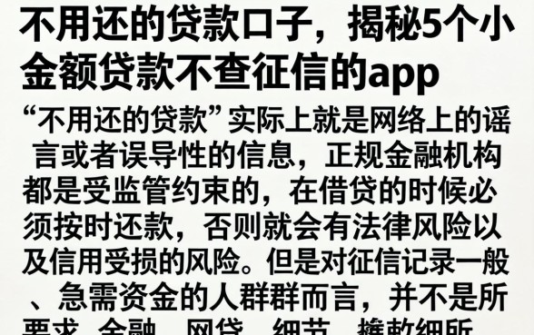 不用还的贷款口子，揭秘5个小额贷款不查征信的app