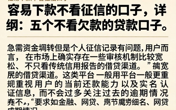容易下款不看征信的口子，详细阐述五个不看欠款的贷款口子