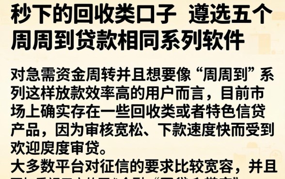 秒下的回收类口子，遴选五个周周到贷款相同系列的软件