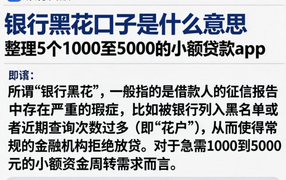 银行黑花口子是什么意思，整理5个1000至5000的小额贷款app