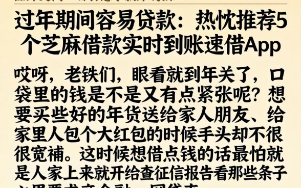 过年期间容易贷款，热忱推荐5个芝麻借款实时到账速借app