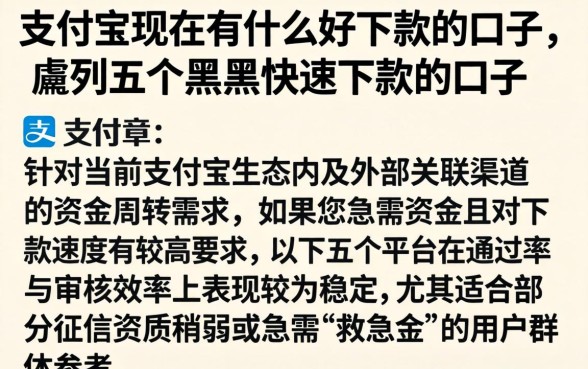 支付宝现在有什么好下款的口子，胪列五个黑户快速下款的口子
