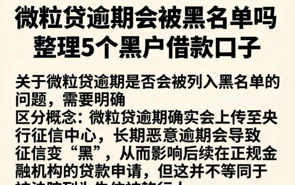 微粒贷逾期会被黑名单吗，整理5个黑户借款口子