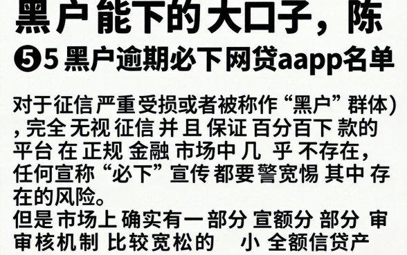 黑户能下的大口子，陈列五个黑户逾期必下网贷app名单