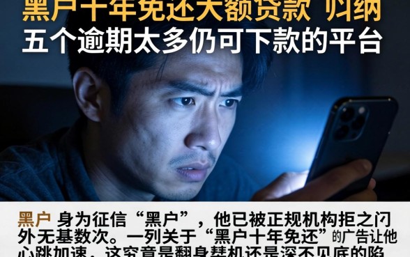 黑户十年免还大额贷款，归纳五个逾期太多仍可下款的平台
