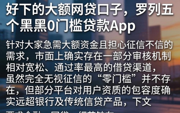 好下的大额网贷口子，罗列五个黑户0门槛贷款app