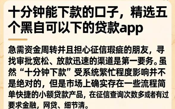 十分钟能下款的口子，精选五个黑户可以下的贷款app