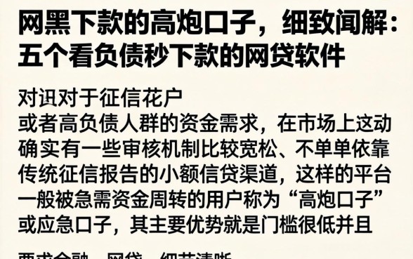 网黑下款的高炮口子，细致阐述五个不看负债秒下款的网贷软件