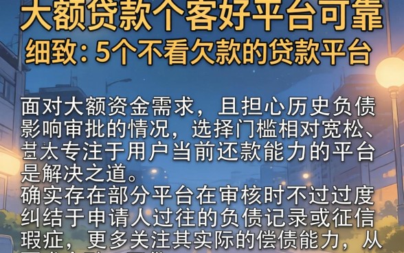 大额贷款哪家好平台可靠，细致阐述5个不看欠款的贷款平台