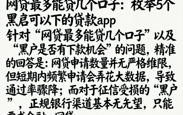 网贷最多能贷几个口子，枚举5个黑户可以下的贷款app