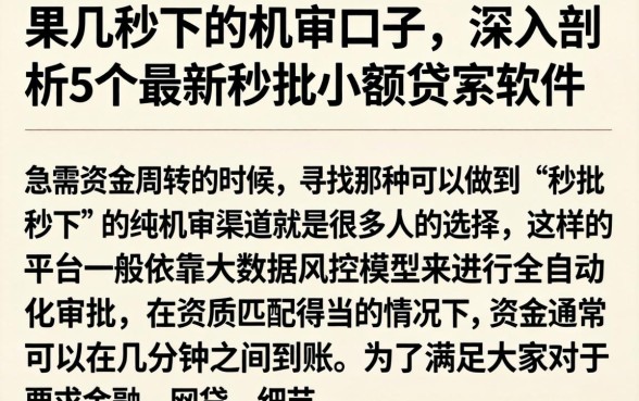 果几秒下的机审口子，深入剖析5个最新秒批小额贷款软件