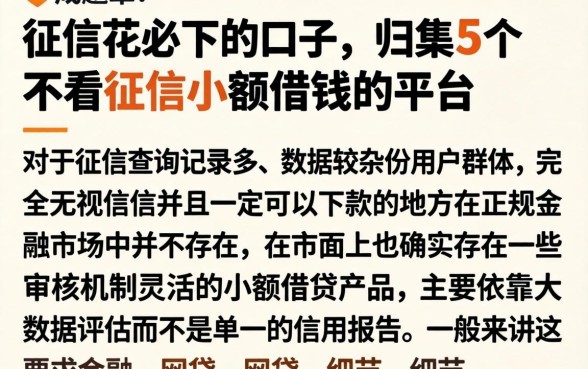 征信花必下的口子，归集5个不看征信小额借钱的平台