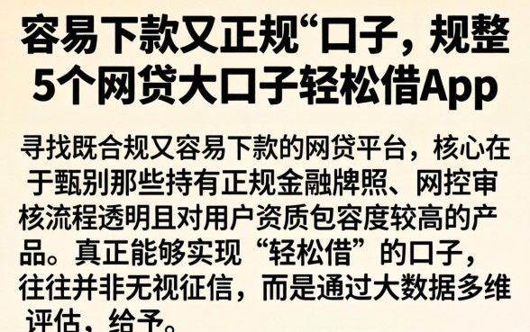 容易下款又正规的口子，规整5个网贷大口子轻松借app