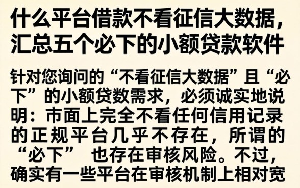 什么平台借款不看征信大数据，汇总五个必下的小额贷款软件