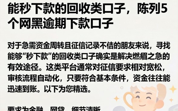 能秒下款的回收类口子，陈列5个网黑逾期下款口子