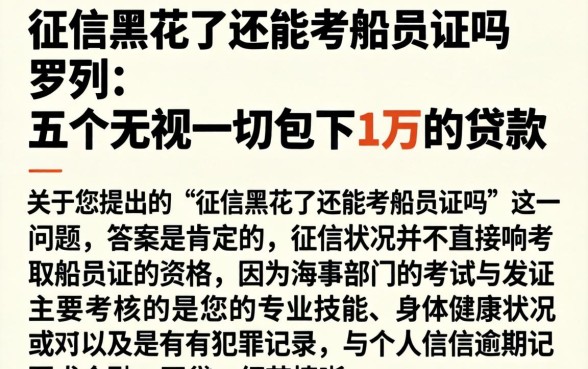 征信黑花了还能考船员证吗，罗列五个无视一切包下1万的贷款