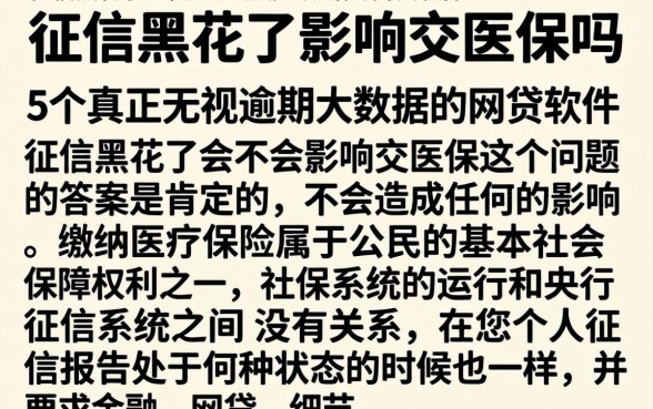 征信黑花了影响交医保吗，细致阐述5个真正无视逾期大数据的网贷软件