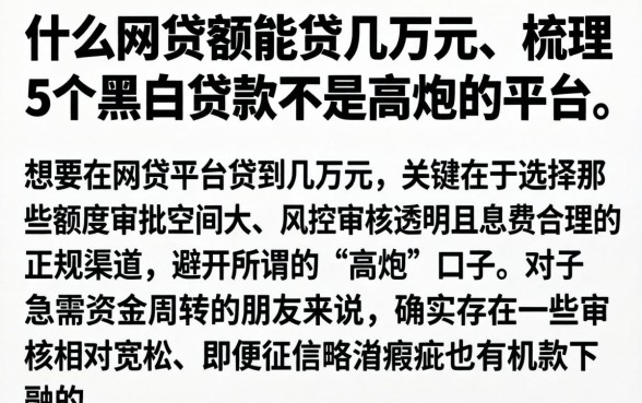 什么网贷额能贷几万元，梳理5个黑白贷款不是高炮的平台