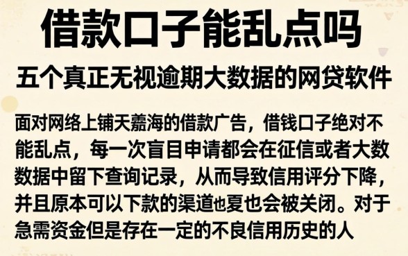 借款口子能乱点吗，概括五个真正无视逾期大数据的网贷软件