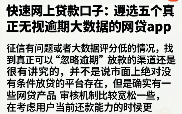 快速网上贷款口子，遴选五个真正无视逾期大数据的网贷app