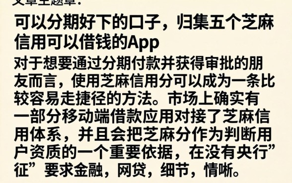 可以分期好下的口子，归集五个芝麻信用可以借钱的app