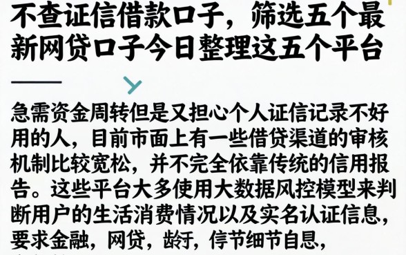 不查证信借款口子，筛选五个最新网贷口子今日整理这五个平台