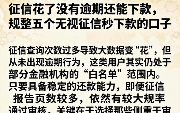 征信花了没有逾期还能下款,规整五个无视征信秒下款的口子