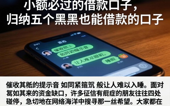 小额必过的借款口子，归纳五个黑户也能借款的口子