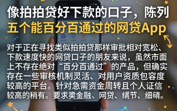 像拍拍贷好下款的口子，陈列五个能百分百通过的网贷app