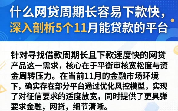 什么网贷周期长容易下款快，深入剖析5个11月能贷款的平台