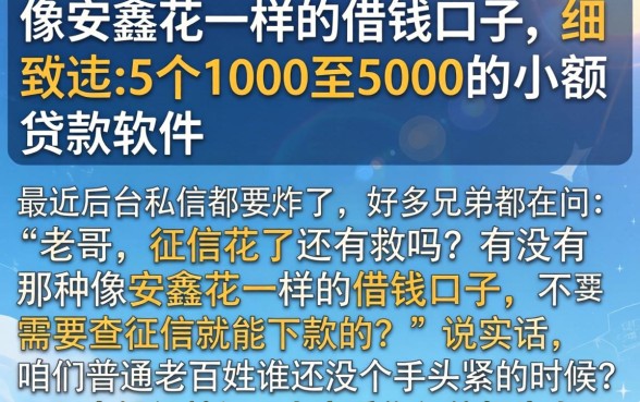 像安鑫花一样的借钱口子，细致阐述5个1000至5000的小额贷款软件