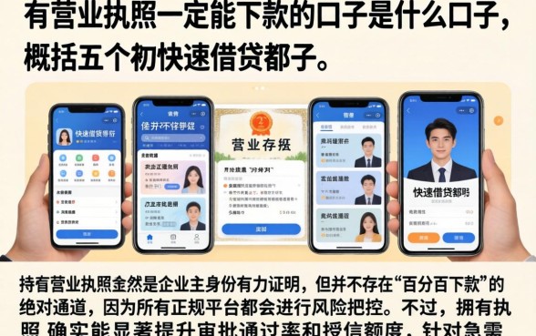有营业执照一定能下款的口子是什么口子，概括五个手机和身份证快速借钱软件